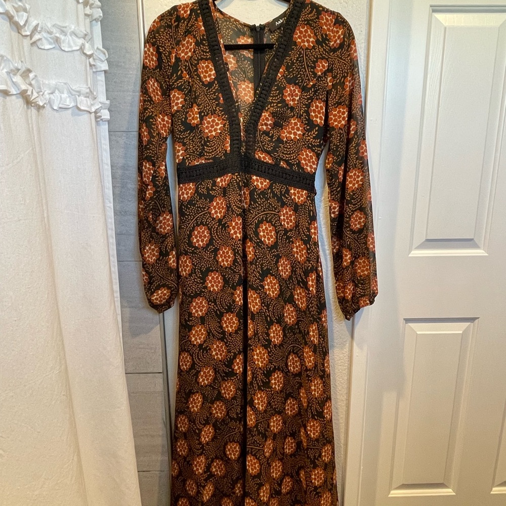 Vici fall dress-Black/Rust Orange